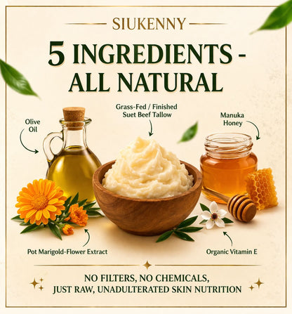 Whipped beef tallow honey balm moisturizer for skin ,face , lips body -unscented